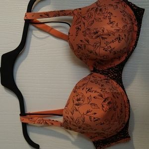 Orange and black Cacique 44DD padded under wire bra